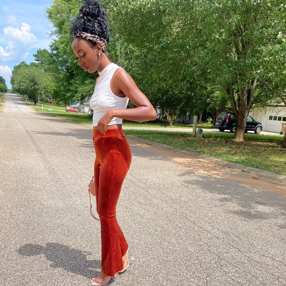 Sleeveless Top with Corduroy Pants Set